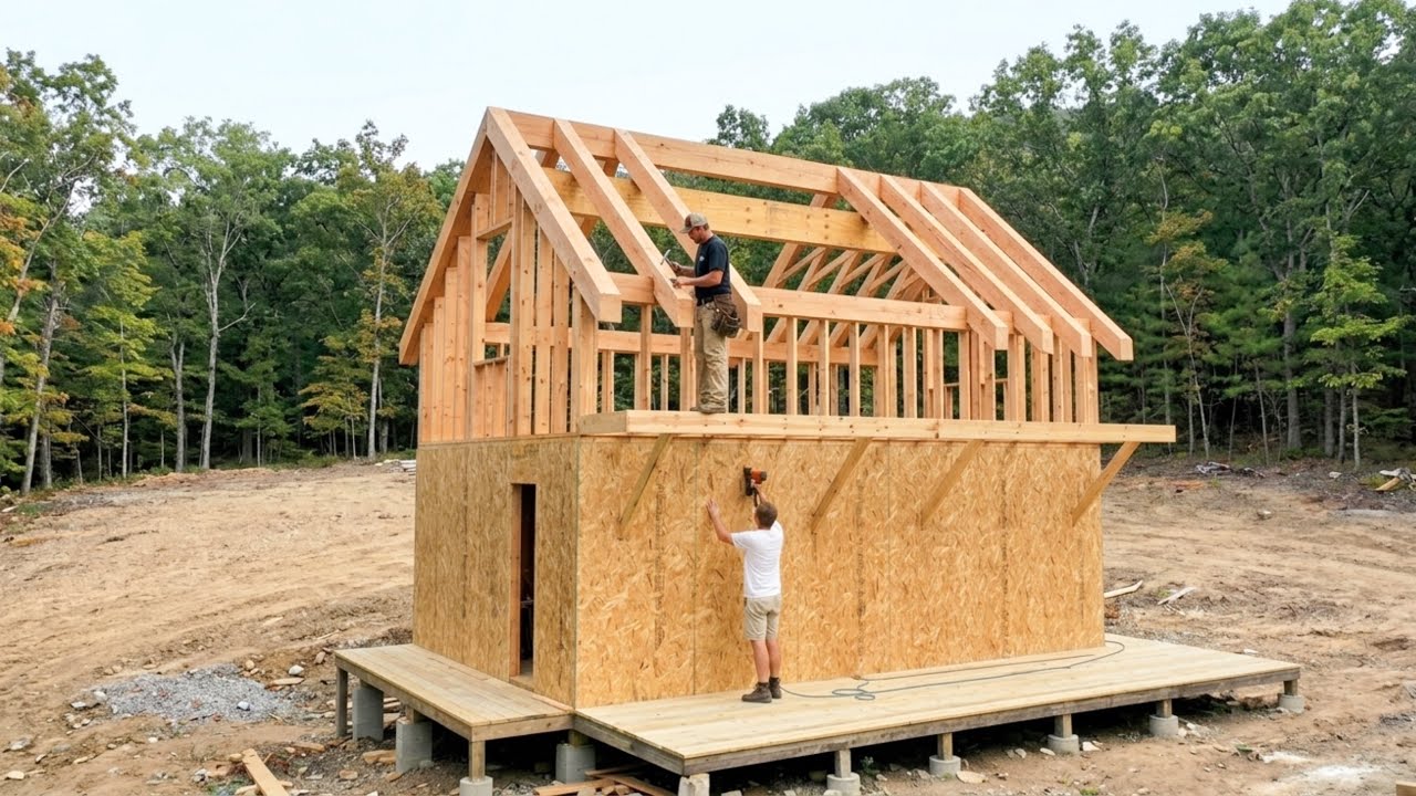 Family Rebuilds a Dream Off-Grid Cabin in the Forest | Start to Finish by @woodysbarndominium