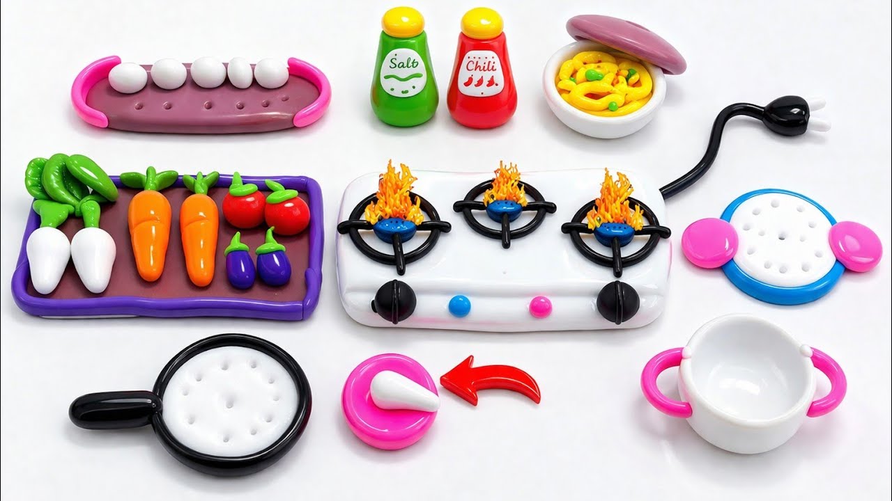 Amazing technique make kitchen set with polymer clay | Miniature clay kitchen set
