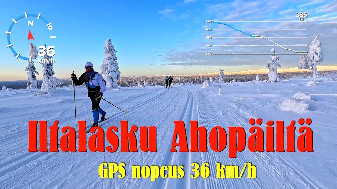 Lasku Ahopäiltä Saariselälle | Iltavalo, tunturimaisemat ja GPS‑nopeudet (2.3.2026)