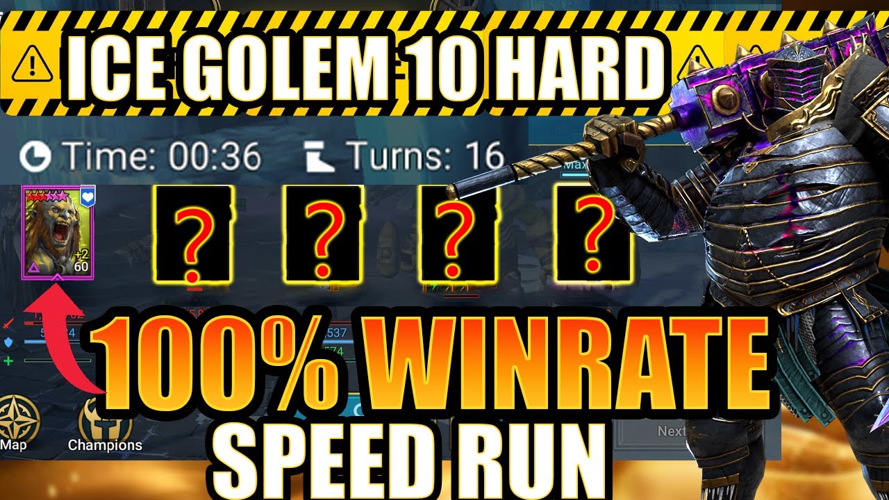 Скоростное прохождение и 100% побед в рейде Ice Golem 10 Hard Mode: Shadow Legends