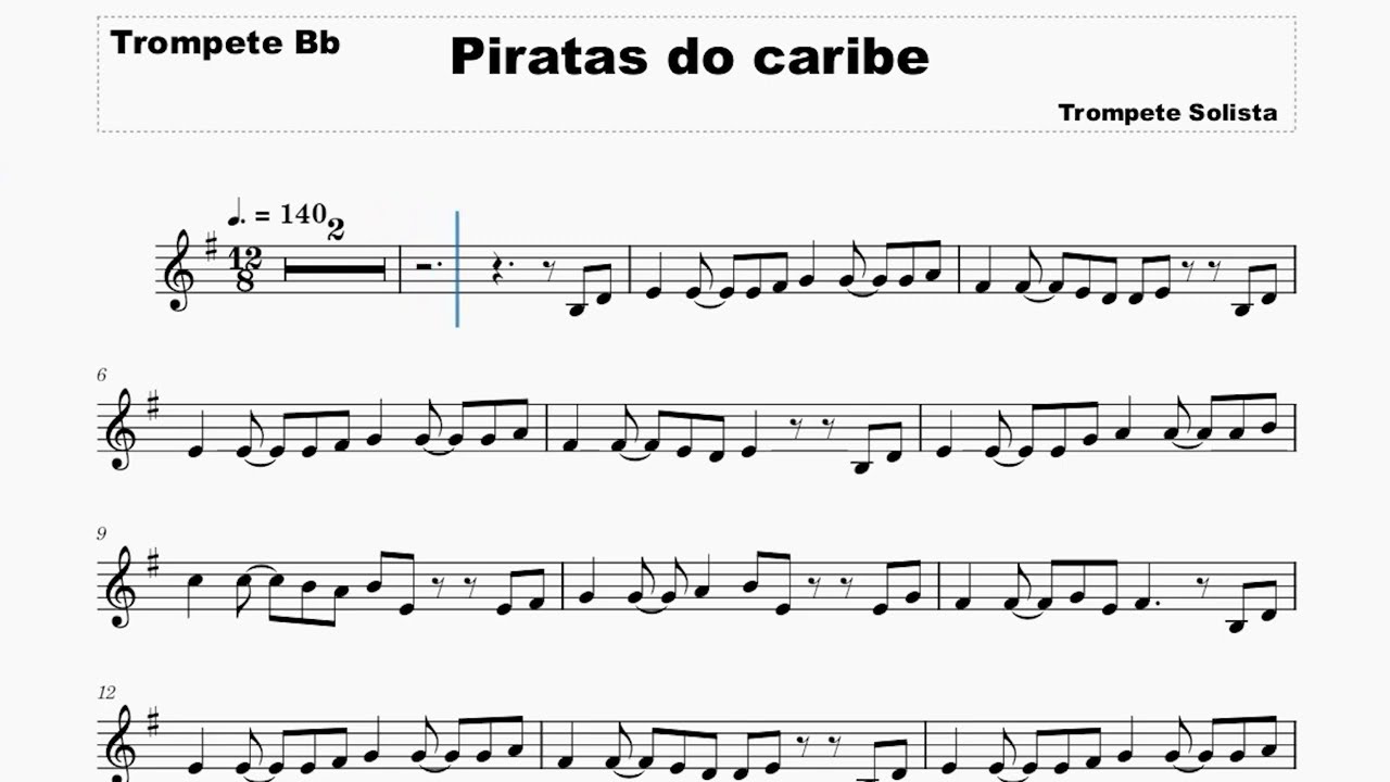Partitura Piratas do Caribe - Trompete Em Sib!