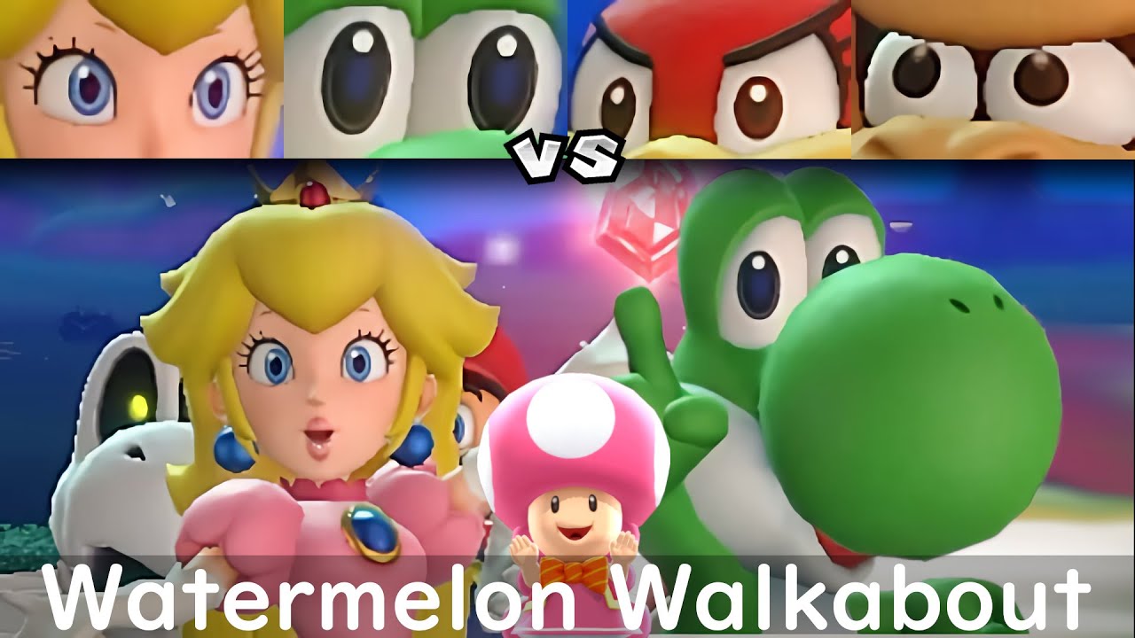 Super Mario Party Peach and Yoshi vs Pom Pom and Donkey Kong #165 Watermelon Walkabout