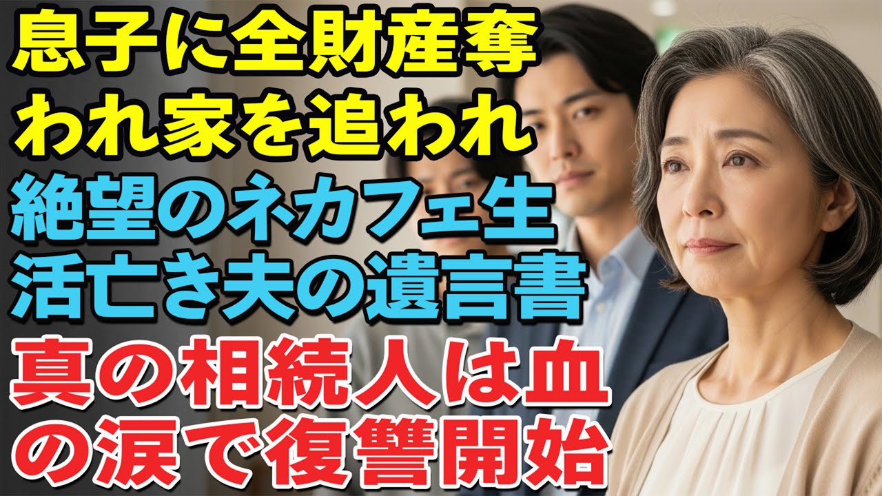 息子二人に「早く出て行け」と全財産を奪われネットカフェ生活。亡き夫の手紙に「本当の相続人は…」の一文、私は血の涙の復讐を誓った…