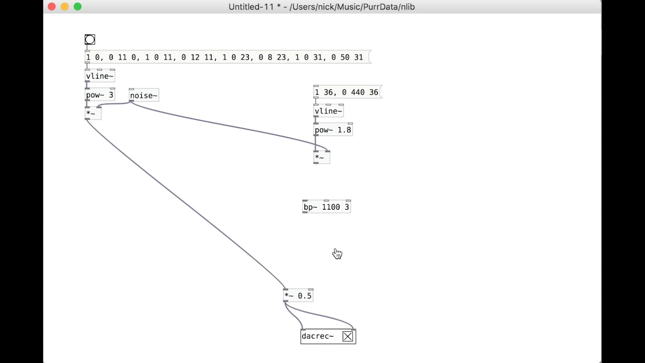 (006) Pure Data - TR-909 style clap synthesis