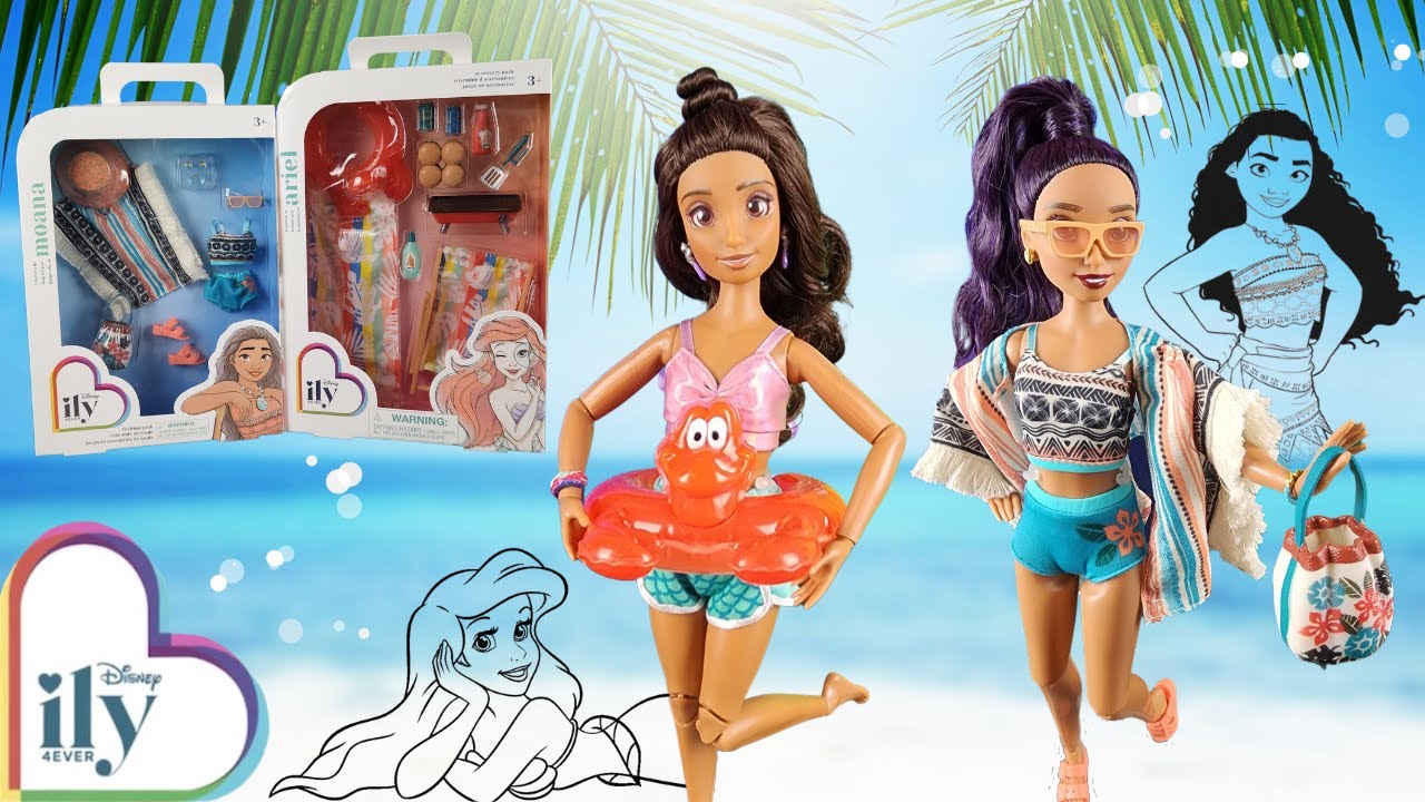 A Day at the Beach with NEW Disney ILY 4ever Ariel and Moana packs!