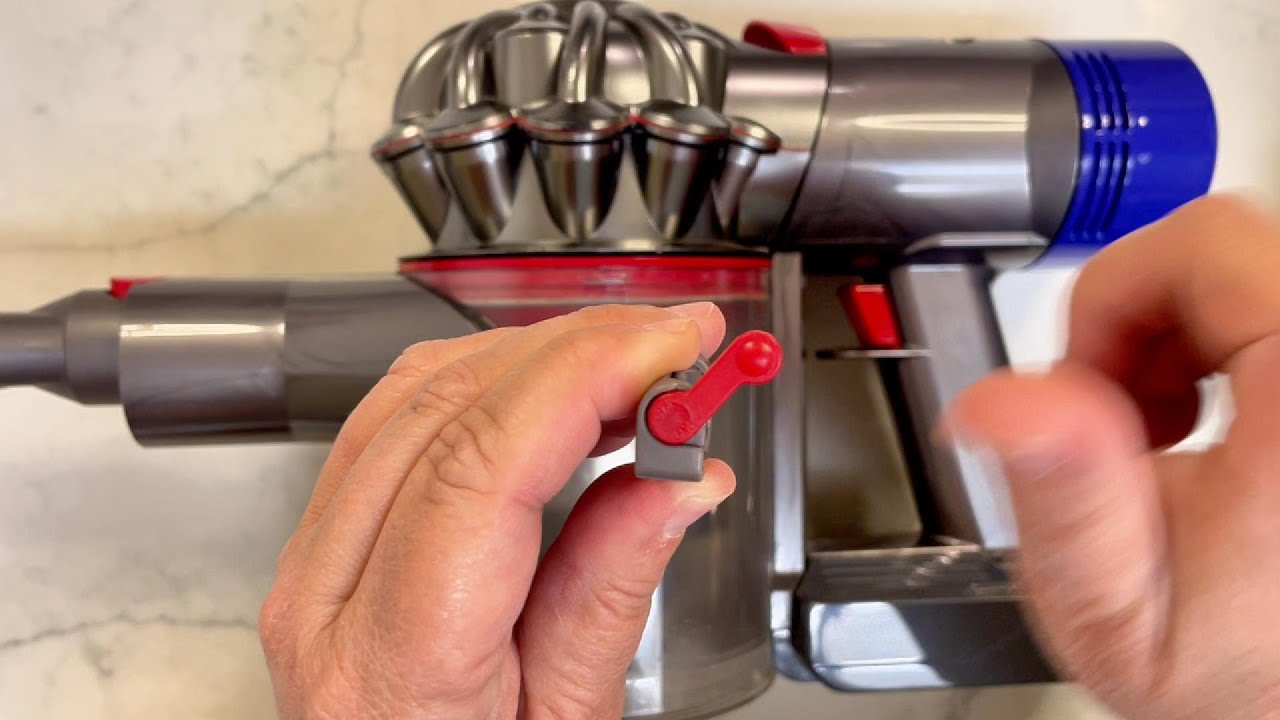 How to make your Dyson Vacuum power stay on without holding button continously.  Simple invention.