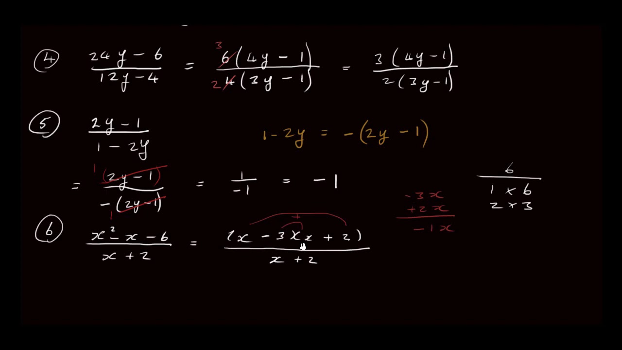 Simplifying Algebraic Fractions using Factorising