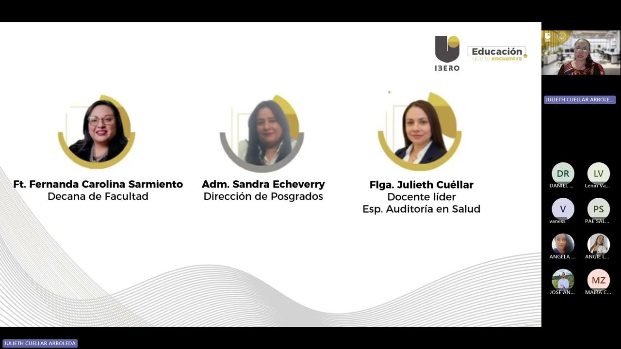 Bienvenida estudiantes de la Especialización en Auditoría en Salud  2/2