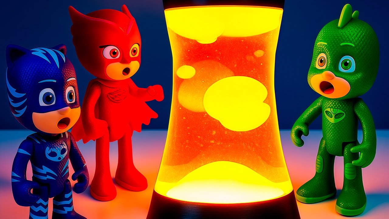 Karanlığı aydınlatıyoruz! PJ Masks’ın kendi yaptığı lav lambası ışıl ışıl parlıyor! Çocuk videoları.