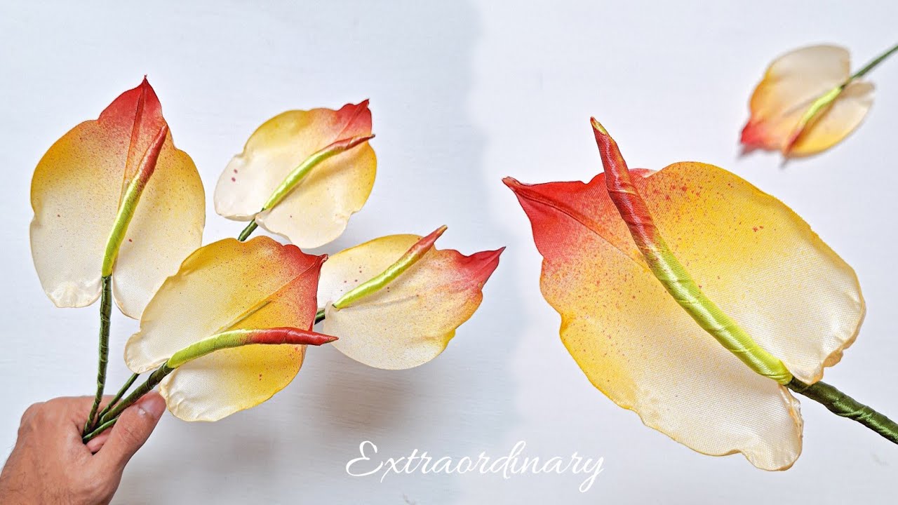 DIY, Sunset Anthurium Beautiful Flower from Satin Ribbon | 4K | Satin Crafts | CyzecoSRF#13