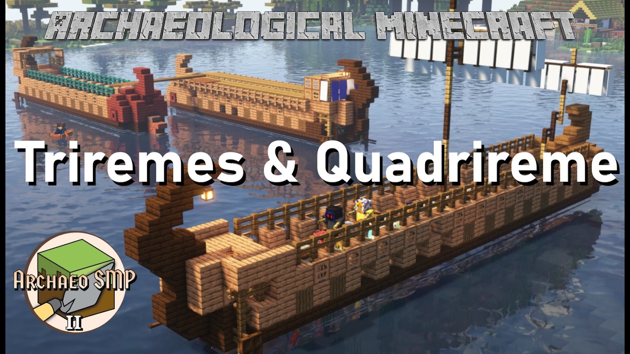 Building 2 Triremes and a Quadrireme on Archaeo SMP Season 2 | Archaeological Minecraft