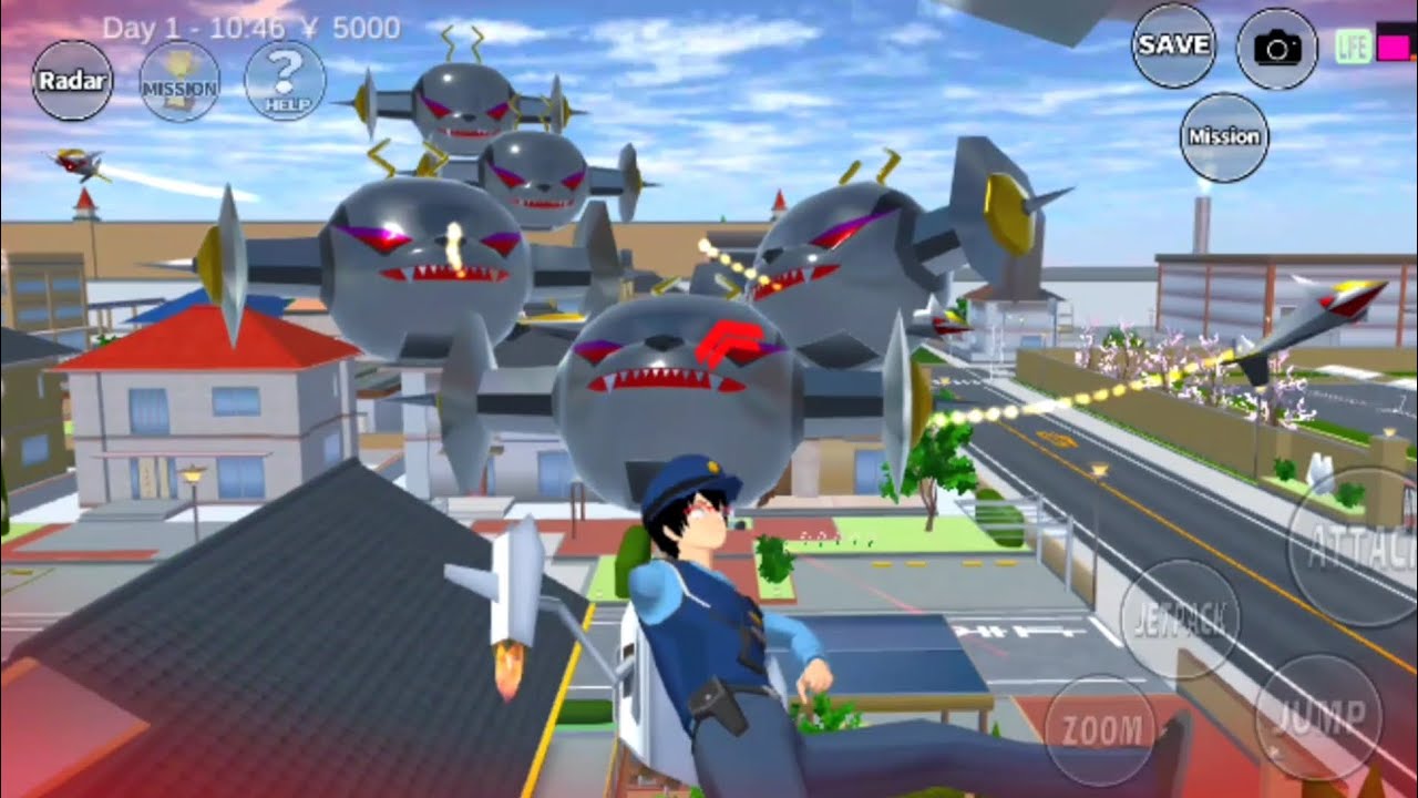 Raja elien serang kota sakura,police kewalahan#sakuraschoolsimulator 