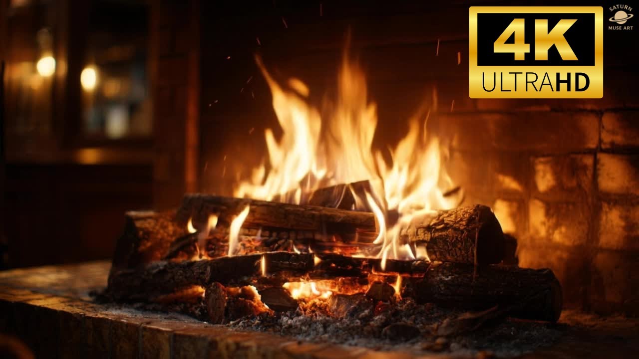 Low Light Fireplace 🔥 | Real Fire Ambience for Deep Sleep, Relaxation & Cozy Atmosphere 4K UltraHD