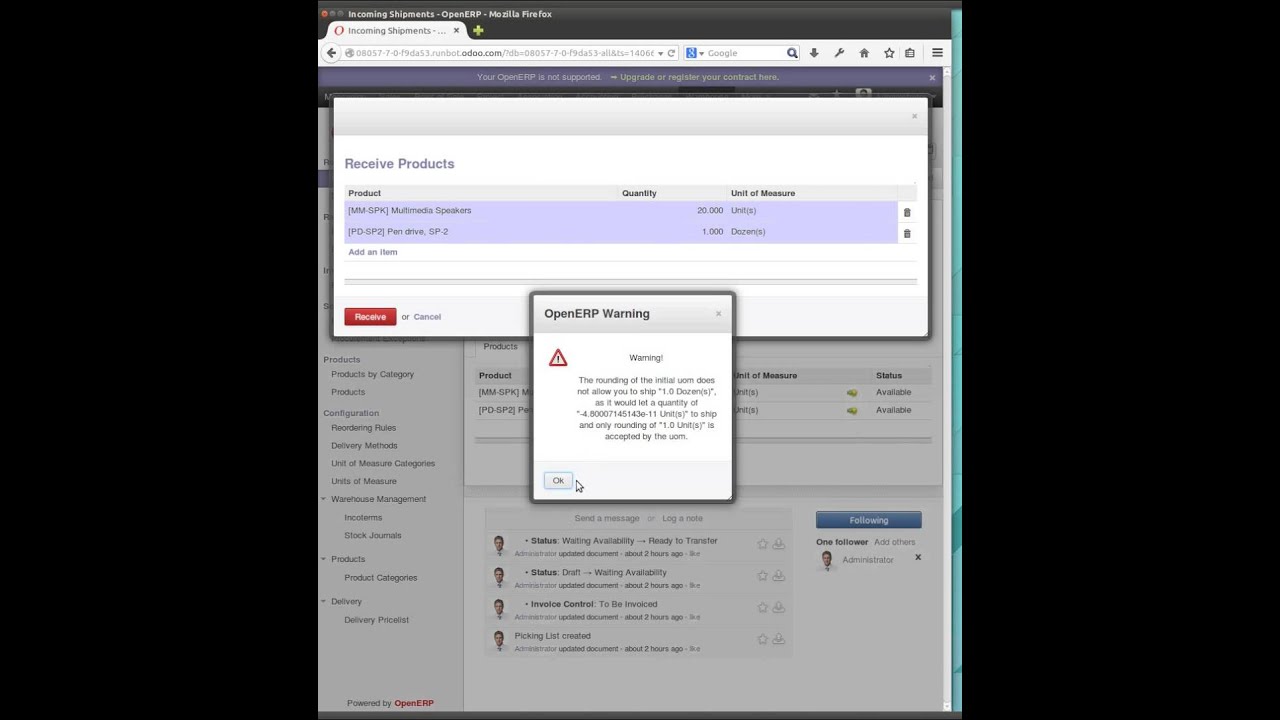 partial delivery uom rounding bug