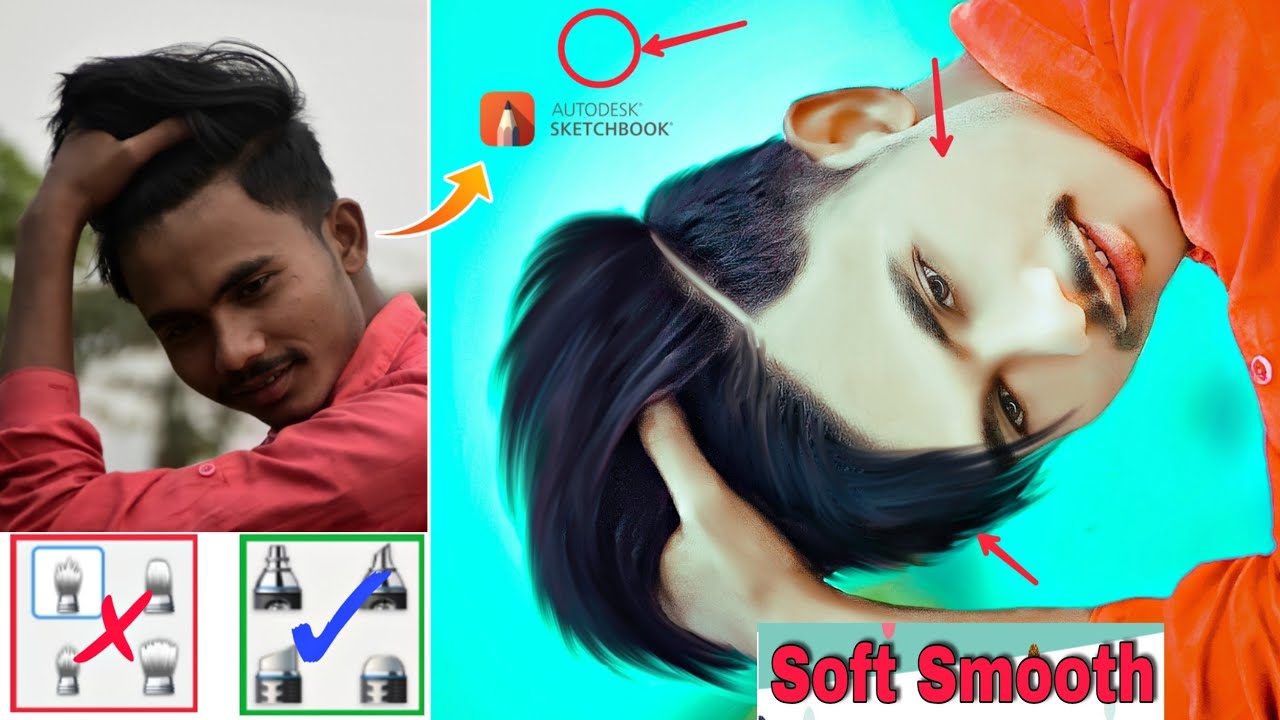 Soft Face Smooth Editing New Pen In Hindi Tutorial | Face And Hair Editing in autodeek sketchbook