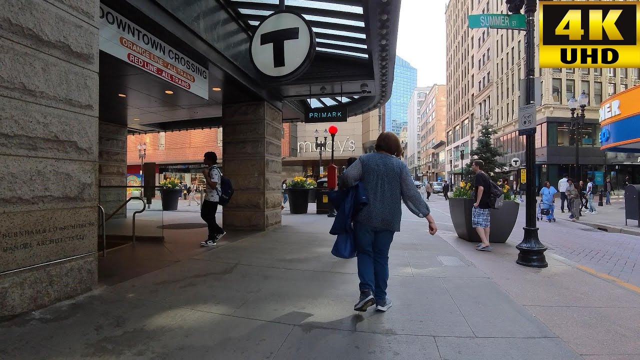 4K Walk in Massachusetts - Haymarket MBTA Station to Downtown Crossing MBTA Station