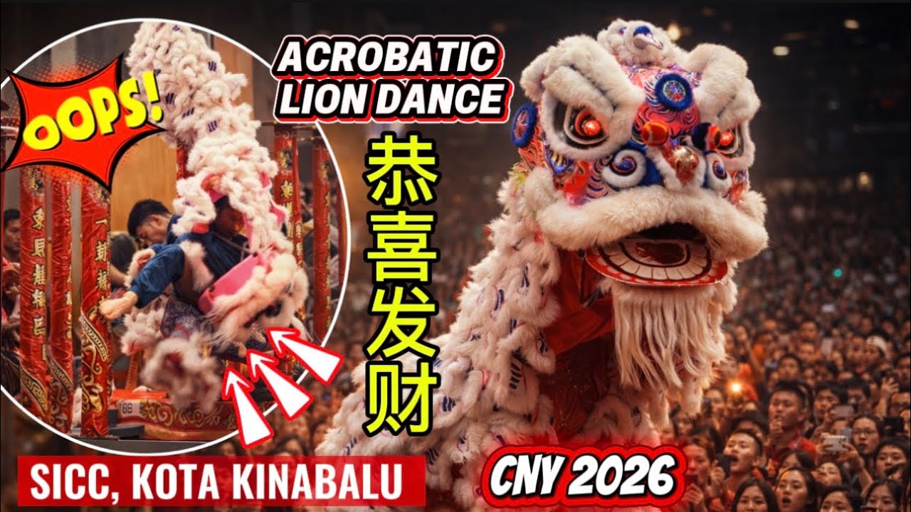 LION DANCE 🦁 TARlAN SINGA CNY 2026 | EPIC MOMENT GONE WRONG 😱‼️ | SICC Kota Kinabalu Sabah | 恭喜发财