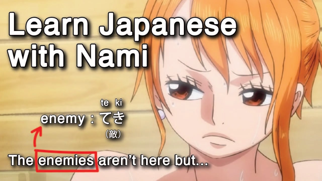 Learn Japanese with Nami | One Piece | Nami did not know that it is a mixed bath!