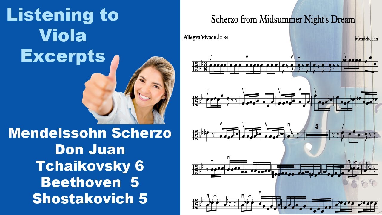 Top 5 viola orchestral excerpts with scrolling score - listening guide