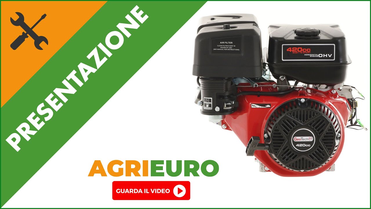 Presentazione motore con albero orizzontale Geotech 420cc