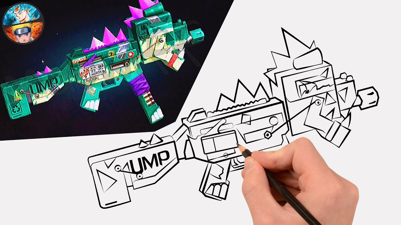COMO DIBUJAR LA NUEVA UMP SAFARI DE CARTOON COCODRILO DE FREE FIRE dibujos ff