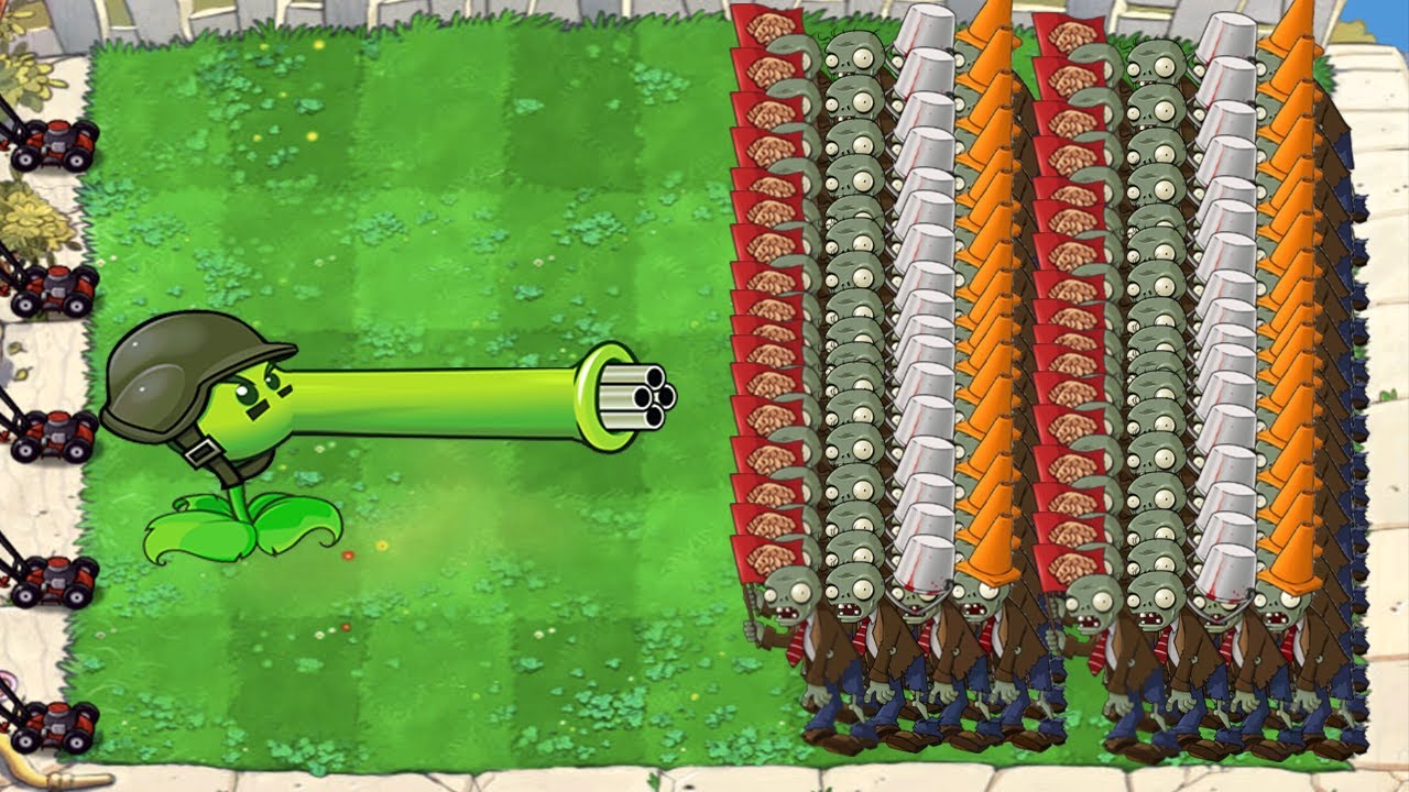 Plants vs Zombies Epic Fight - Gatling Pea vs 999 Zombies