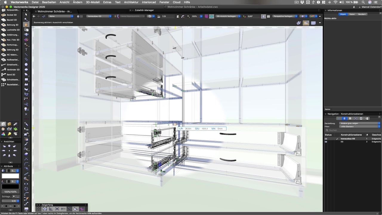 Konstruktion Wohnzimmerschränke mit interiorcad