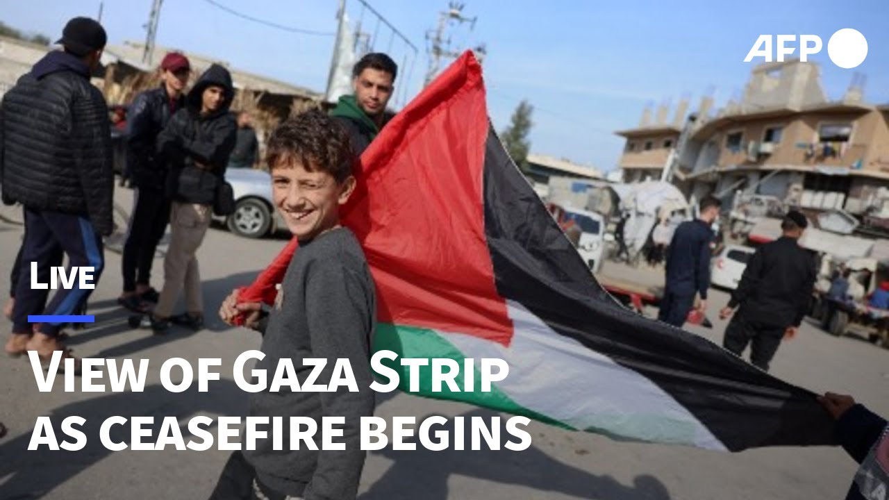 🔴LIVE: Scene in Gaza as ceasefire comes into effect I AFP