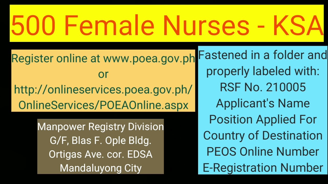 JOB HIRING - 500 Female Nurses for K.S.A.