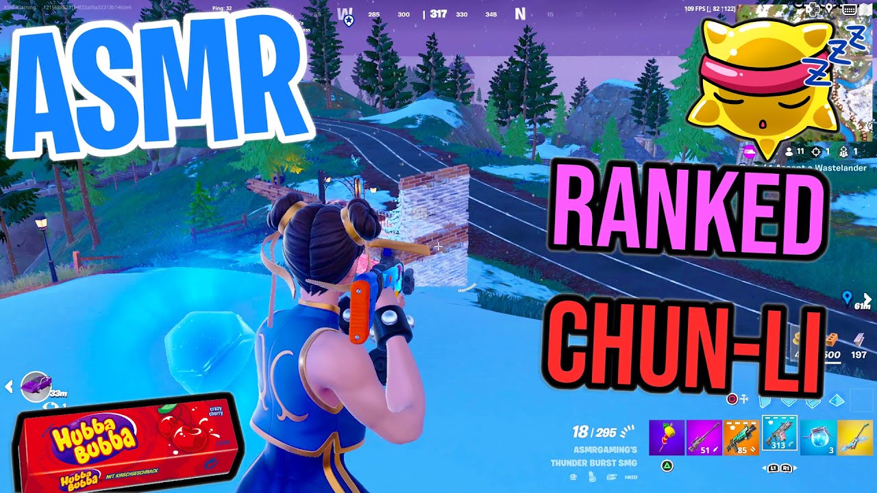 ASMR Gaming 🤩 Fortnite Ranked Chun-Li! Relaxing Gum Chewing 🎮🎧 Controller Sounds + Whispering💤