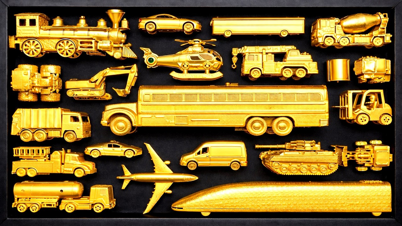 Membersihkan mobil mobilan, mobil balap, kereta uap,tank baja, mobil monster | Glowing Toys #59