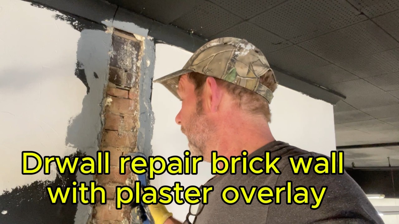 Drywall repair brick wall with plaster overlay