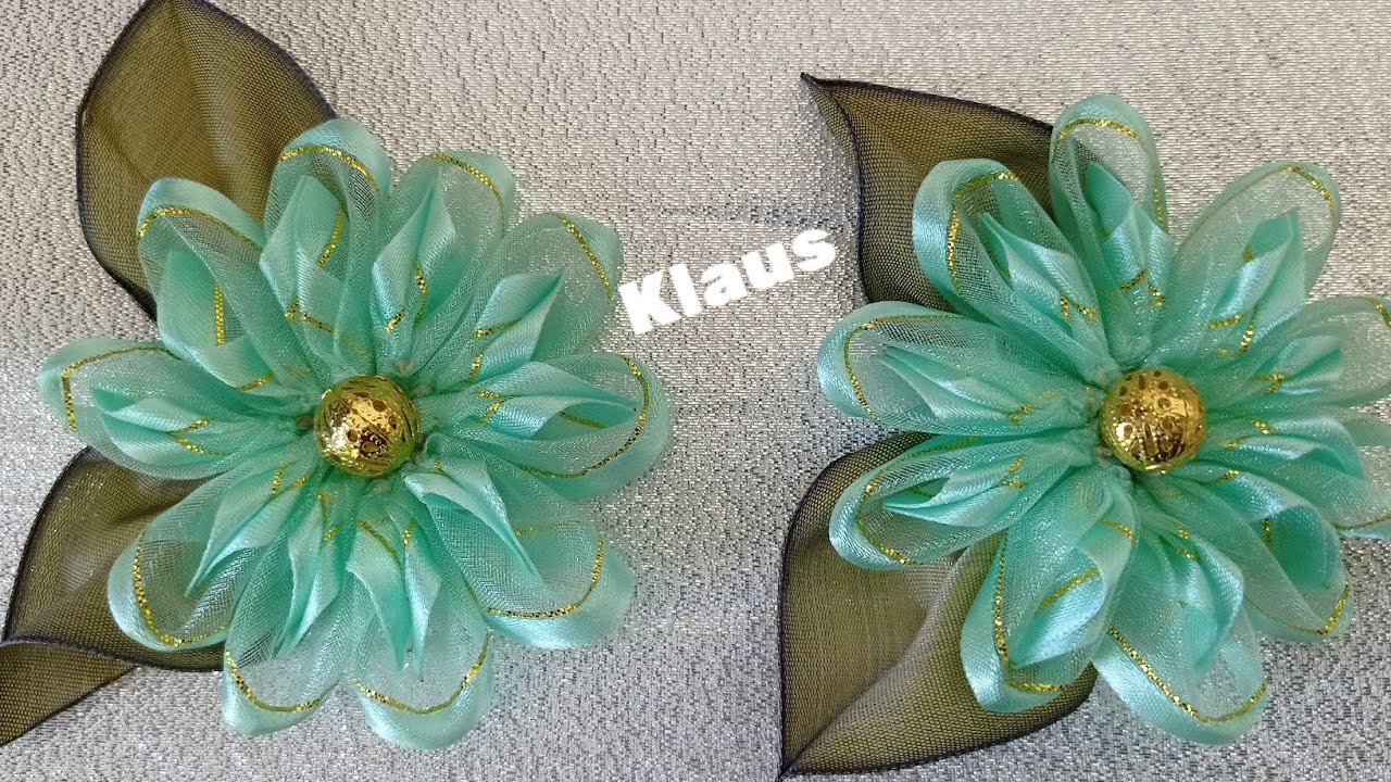 # 199 FLOR DE ORGANZA KANZASHI    (RIBBON FLOWERS / HOW TO MAKE FLOWERS)