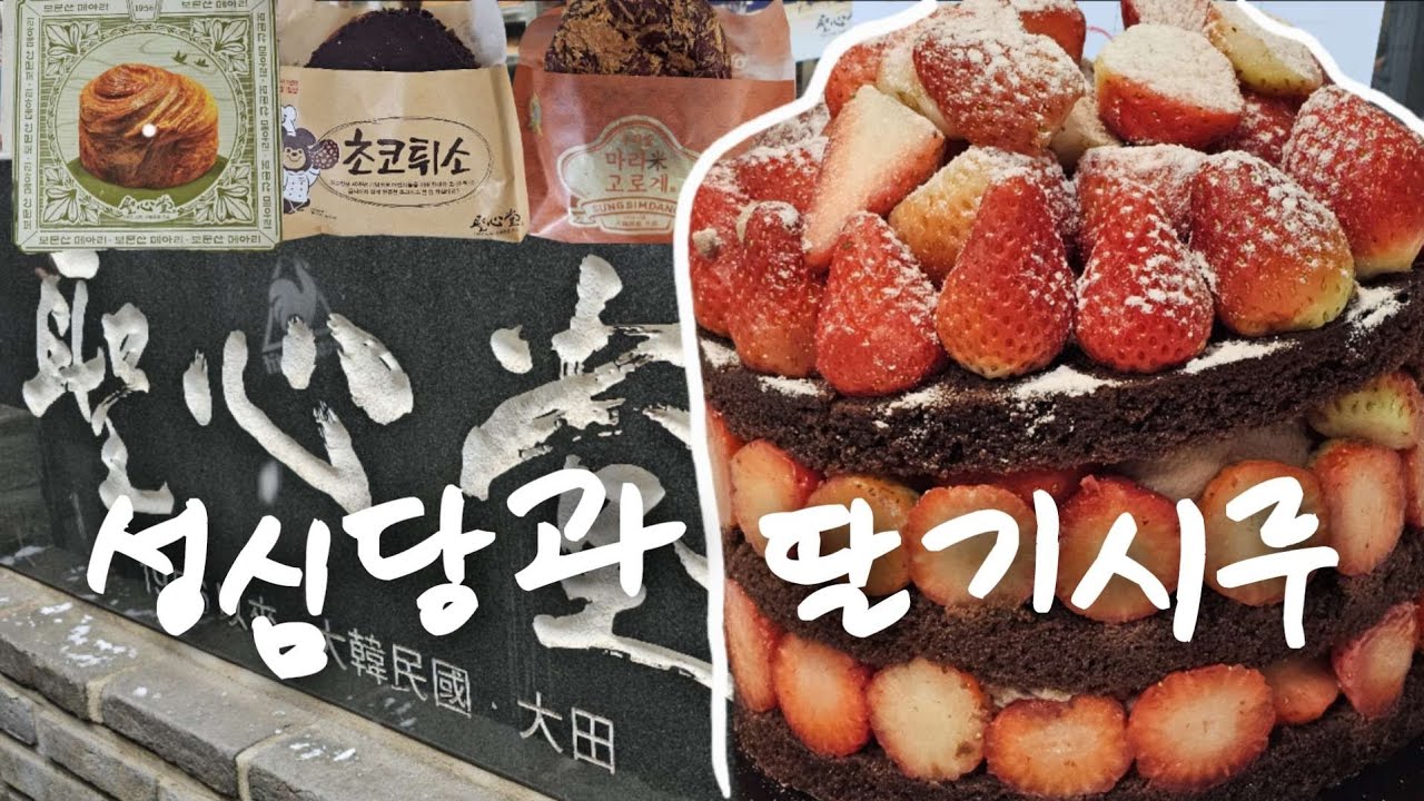 성심당 딸기시루 막내 맛 리뷰🍓성심당 빵 추천(명란바게트, 보문산 메아리, 튀소, 마라고로케)🍞케익부띠끄 본점 웨이팅 시간⏱️