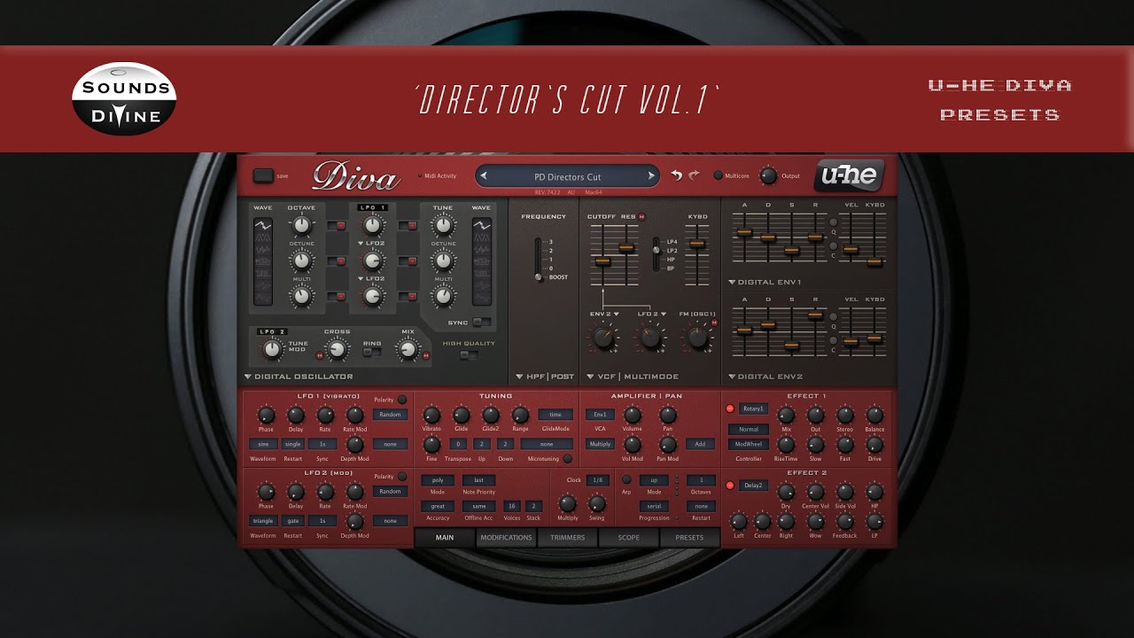 SoundsDivine 'Directors Cut Vol.1' - U-he Diva