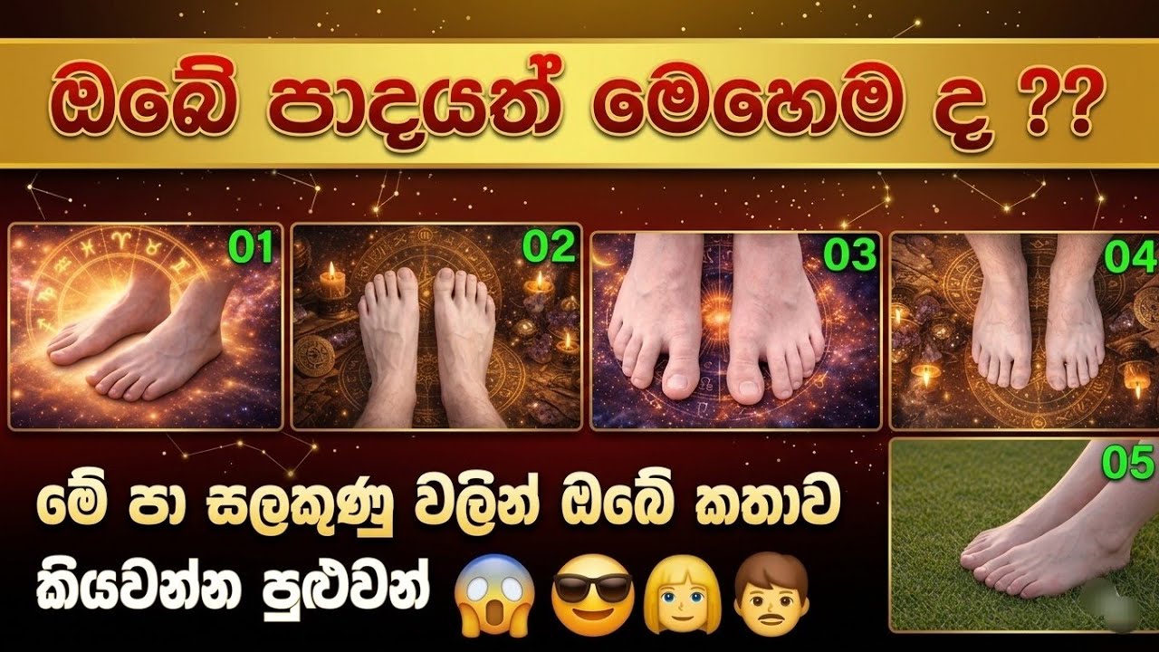 ඔබේ පාදයේ හැඩය මෙහෙමද? 😲 මුළු ජීවිතයම වෙනස් කරන රහස් මෙන්න! | දේහ ලක්ශන 5ක් | Foot Reading Sinhala  