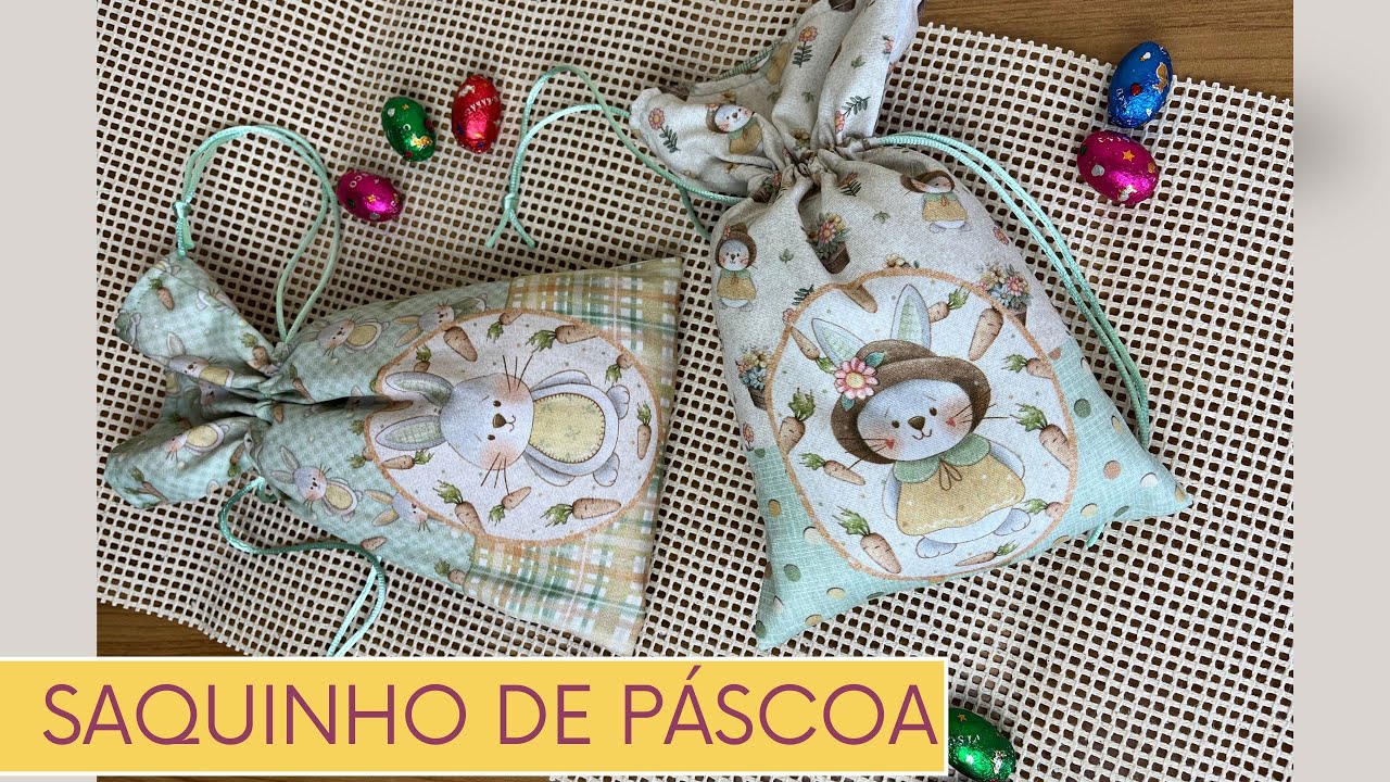 SAQUINHO DE PÁSCOA DE TECIDO  🐰 PASSO A PASSO