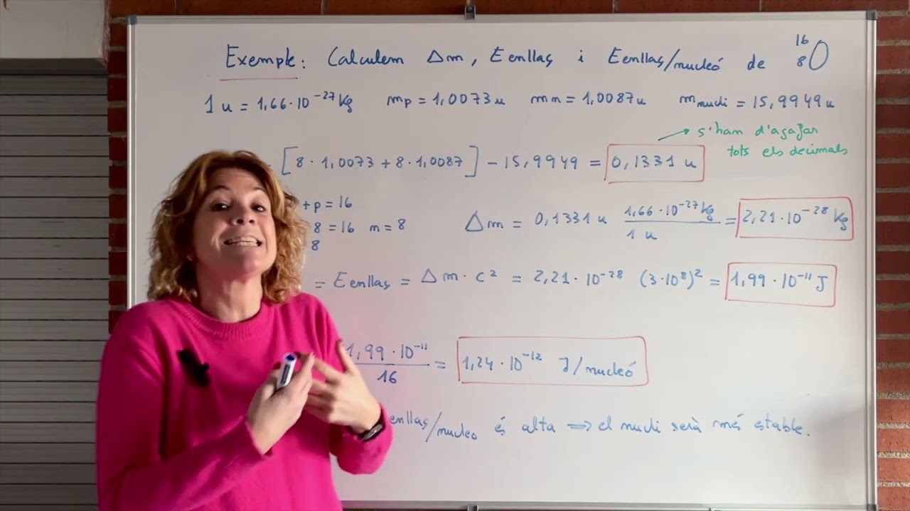 7.4 Exercici , defecte de massa , energia d'enllaç i energia d'enllaç per nucleó