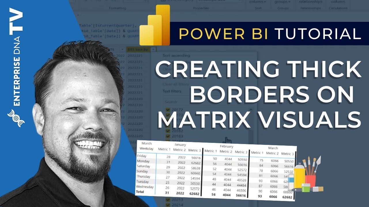 Как добавить толстые границы к матричным визуализациям в Power BI