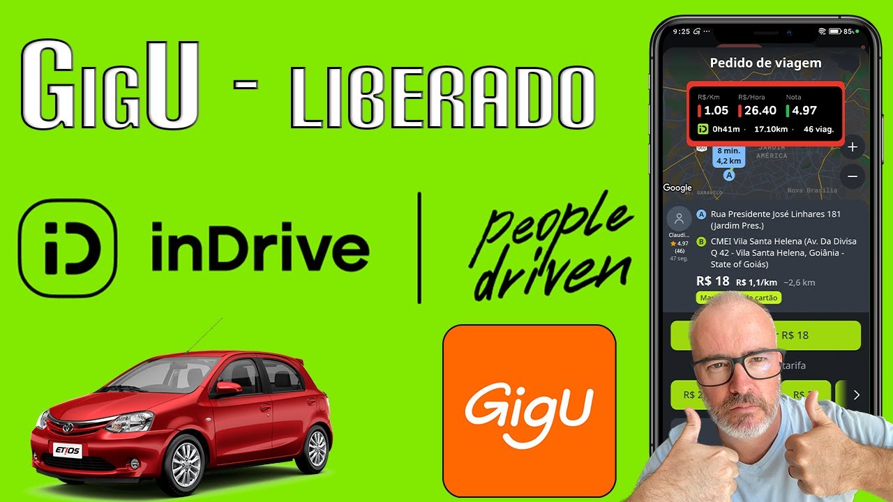 GigU app no INDRIVER | Valor por KM ou por HORA