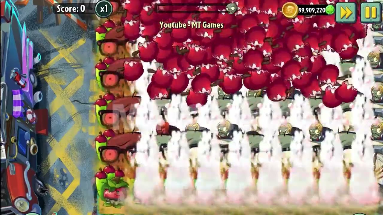 45 Plants Max Level use 1 Power Up Vs 40 Head Office Impgantuar Zombies - PvZ 2