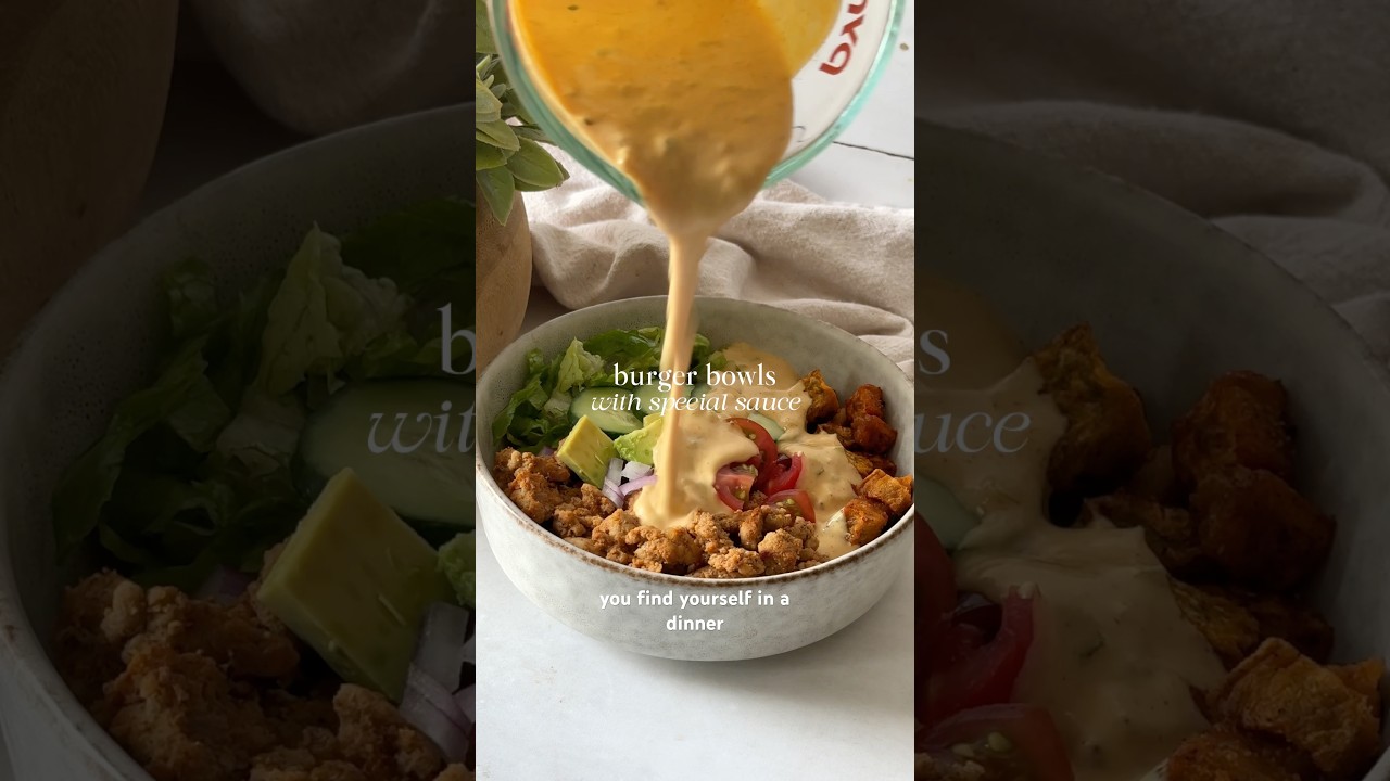 Healthy burger bowls with Big Mac sauce, easy high protein dinner👌🏻recipe below! ⬇️ #recipeshorts