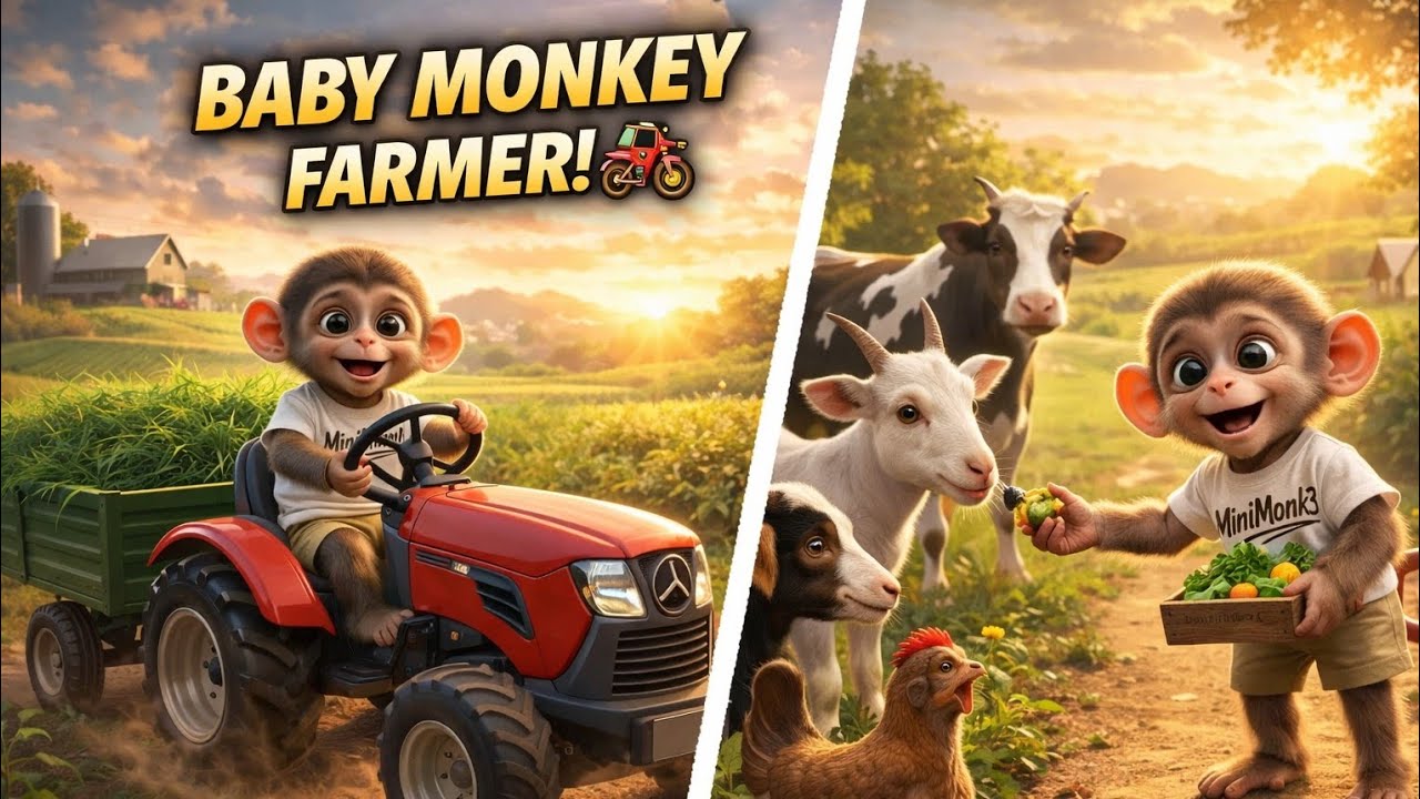 Hardworking Baby Monkey Farmer! 🚜🐒 Amazing Farm Life@MiniMonk3