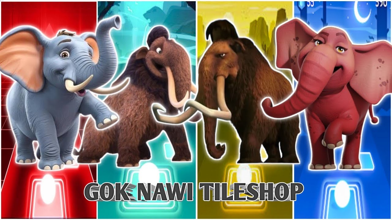🎬⚡🐘🦣Funny Elephant Blue and Julian🆚 Funny Many and Elephant red🐘🦣|Coffin Dance Tiles Hop 🪩🌈🔥🎊💥