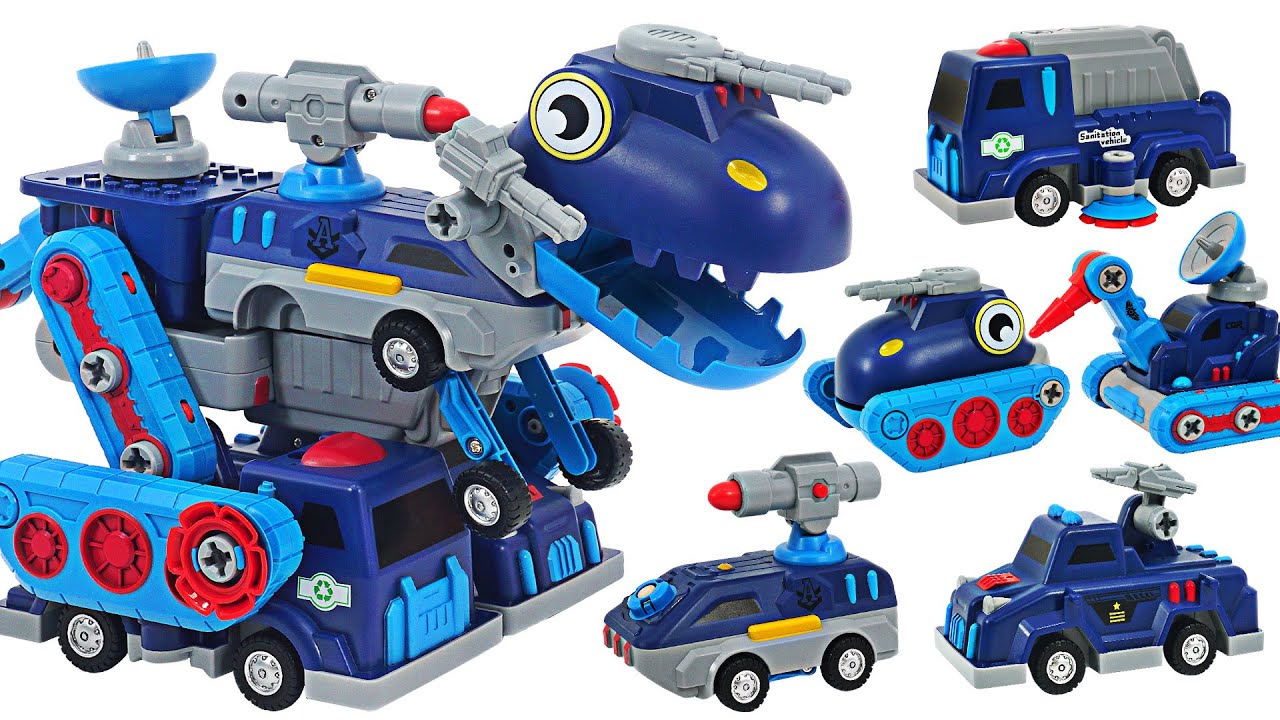 Armored Fighting Trucks Transform to Dinosaur Robot! Help Hulk, Spider-Man! | DuDuPopTOY