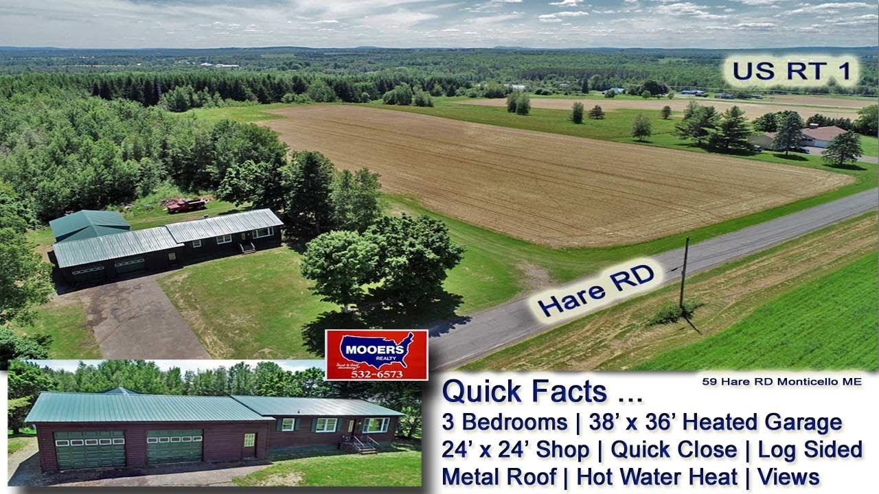 Log Home In Maine For Sale | Real Estate Video 59 Hare RD Monticello ME MOOERS REALTY 9158
