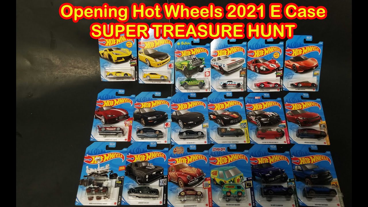 Opening Hot Wheels 2021 E Case Cars   SUPER TREASURE HUNT