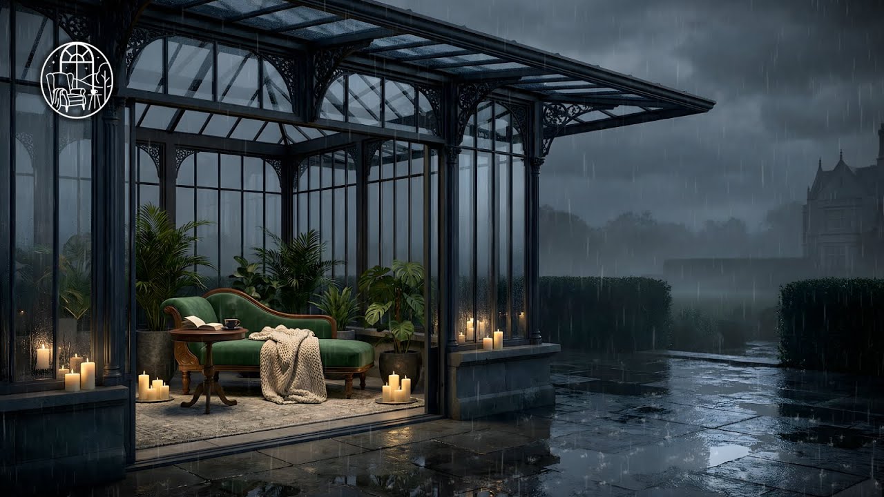 Rain on Victorian Conservatory Glass | Deep Sleep (3 Hours, No Thunder)