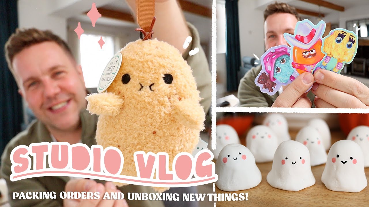 MALE STUDIO VLOG PACKING ORDERS 🌱 AND UNBOXING MY NOODOLL