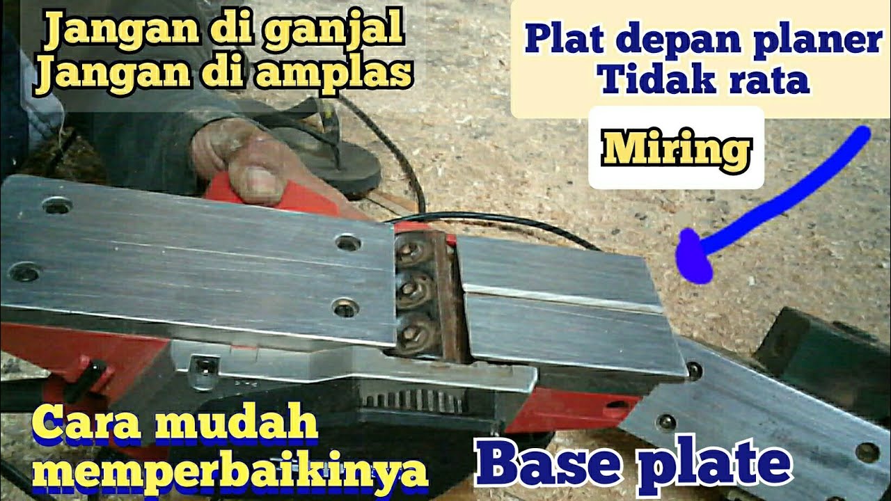 Tukang kayu wajib lihat ini||cara mudah perbaiki baseplate depan mesin planer kayu miring.
